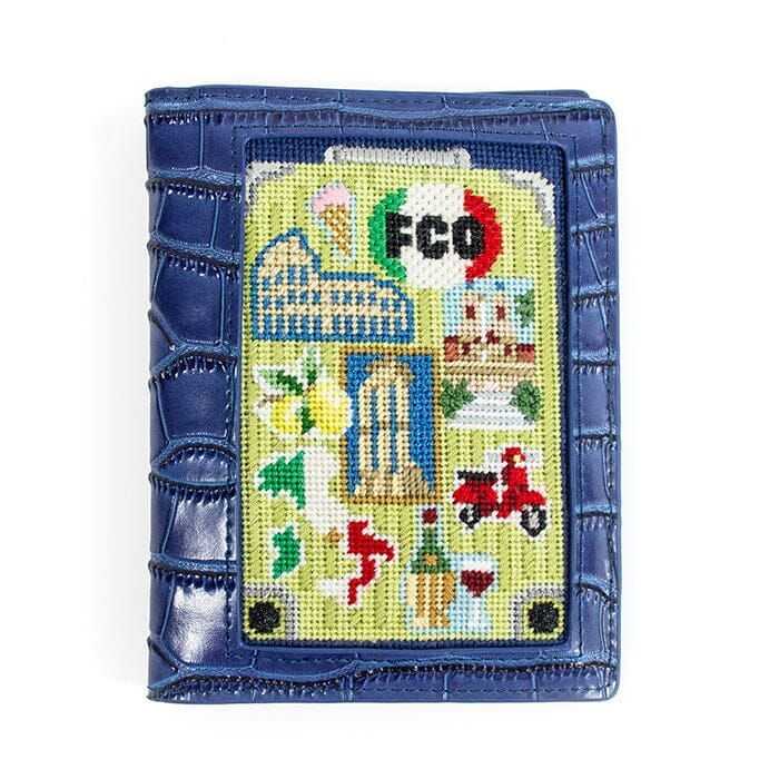 Leather Passport Cover - Blue Croc
