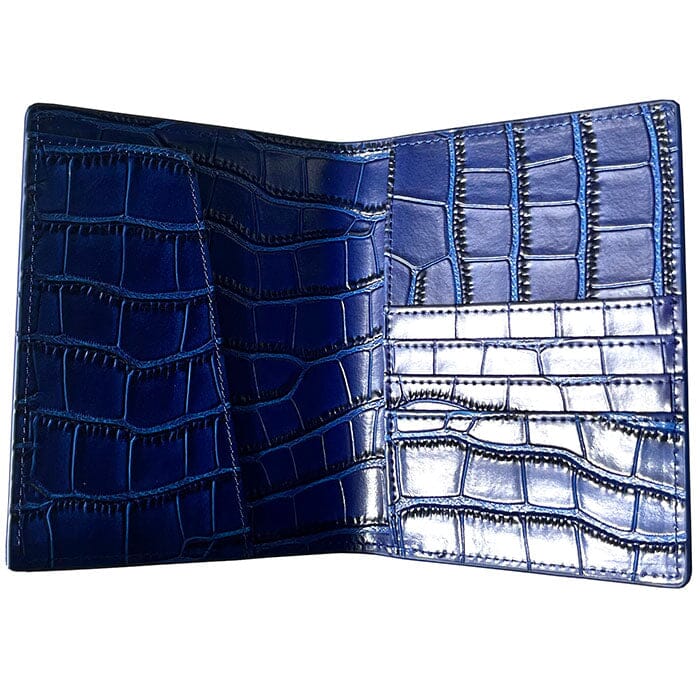 Leather Passport Cover - Blue Croc - Image 2