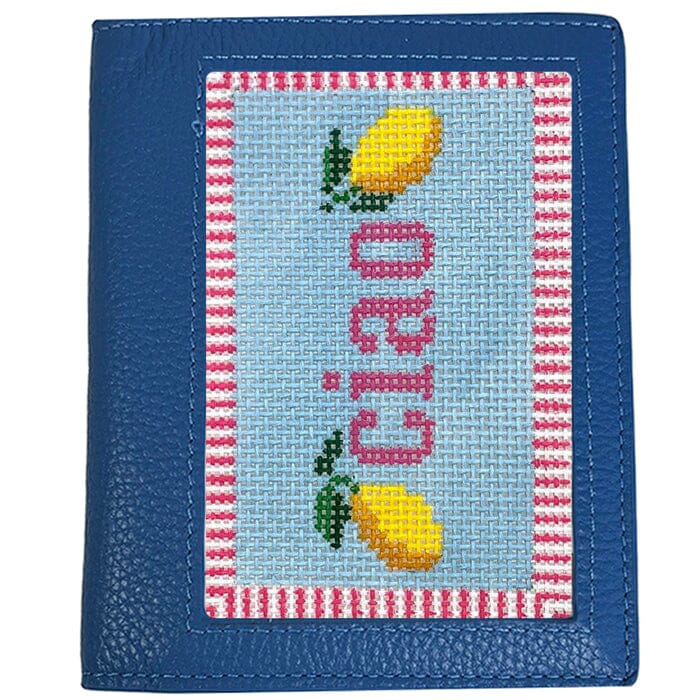 Leather Passport Cover - Cadet Blue Pebbled