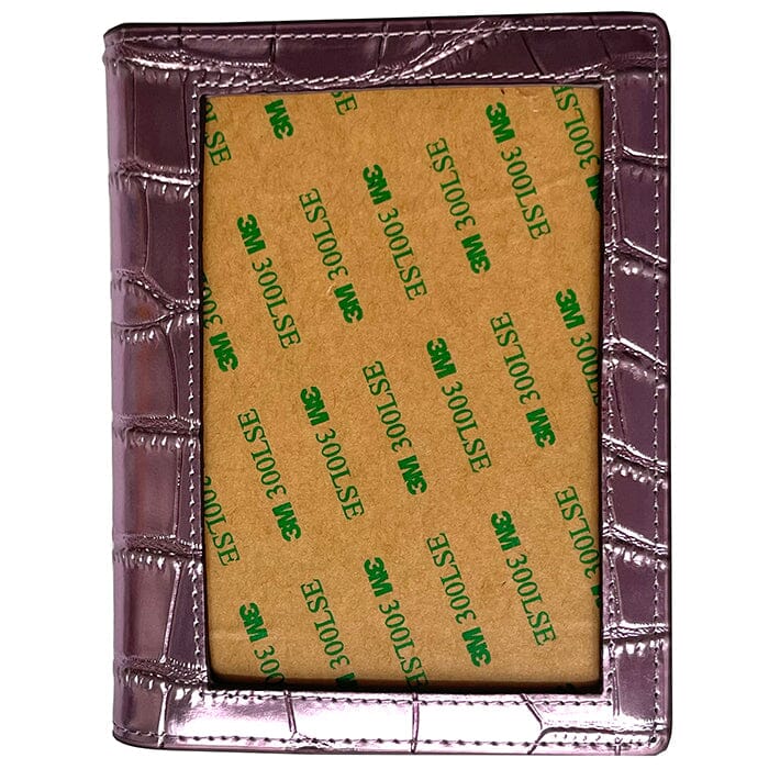 Leather Passport Cover - Mauve Metallic Croc - Image 3
