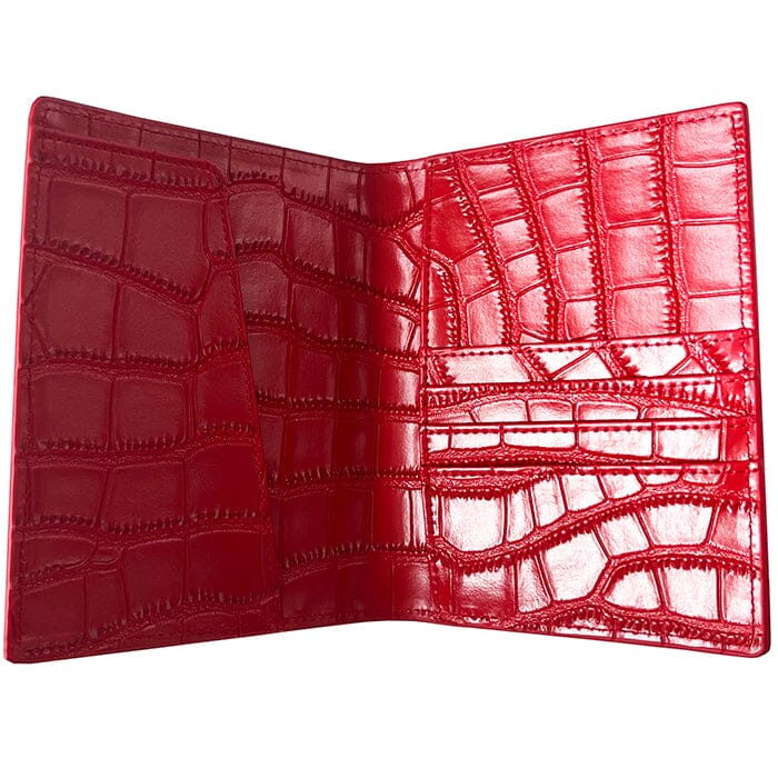 Leather Passport Cover - Red Croc - Image 2