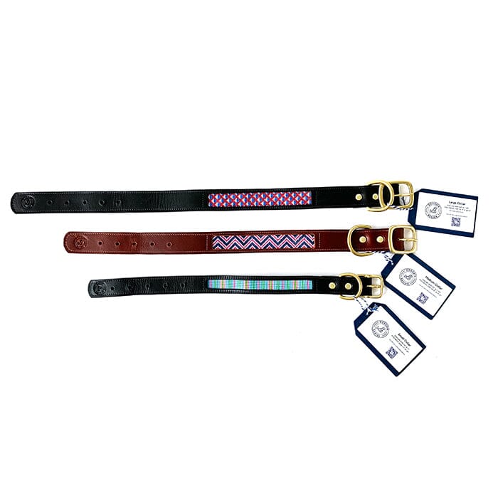 Leather Self Finishing Dog Collar - Vintage Stripe - Image 3