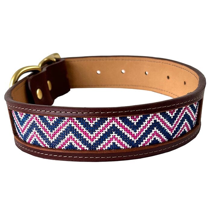 Leather Self Finishing Dog Collar - Zigzag
