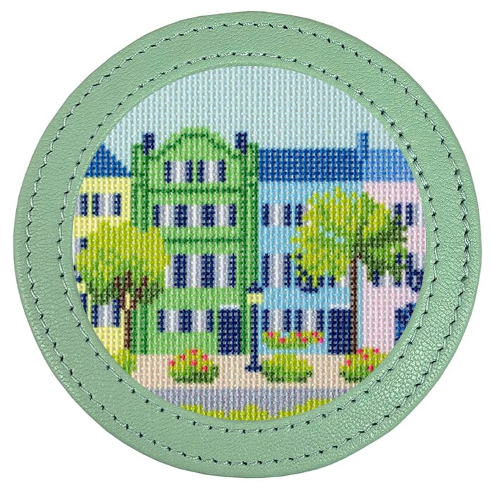 Leather Self-Finishing Round Magnet - Smokey Green