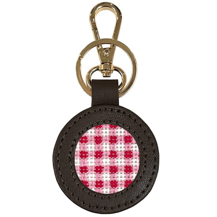 Leather Self-Finishing Round Key Fob - Brown