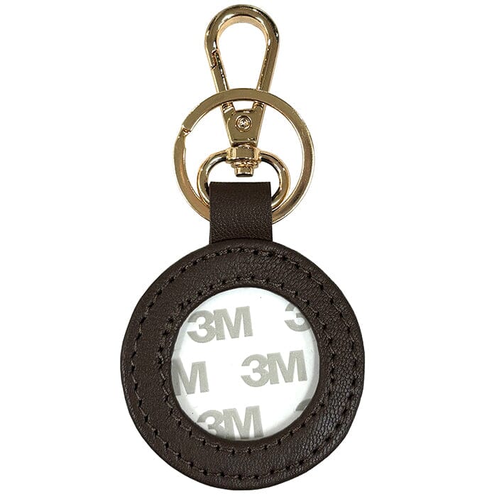 Leather Self-Finishing Round Key Fob - Brown - Image 2