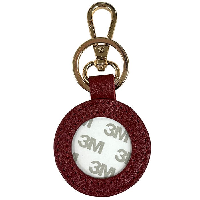 Leather Self-Finishing Round Key Fob - Cranberry - Image 2