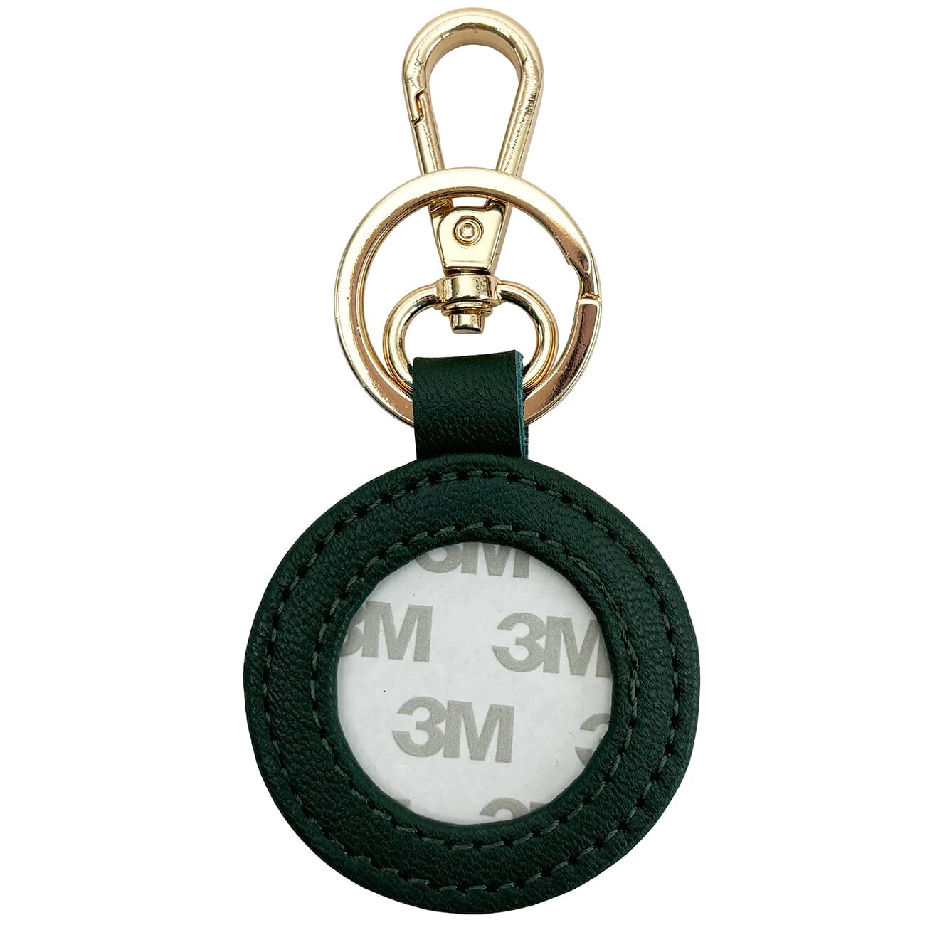 Leather Self-Finishing Round Key Fob - Forest Green - Image 2