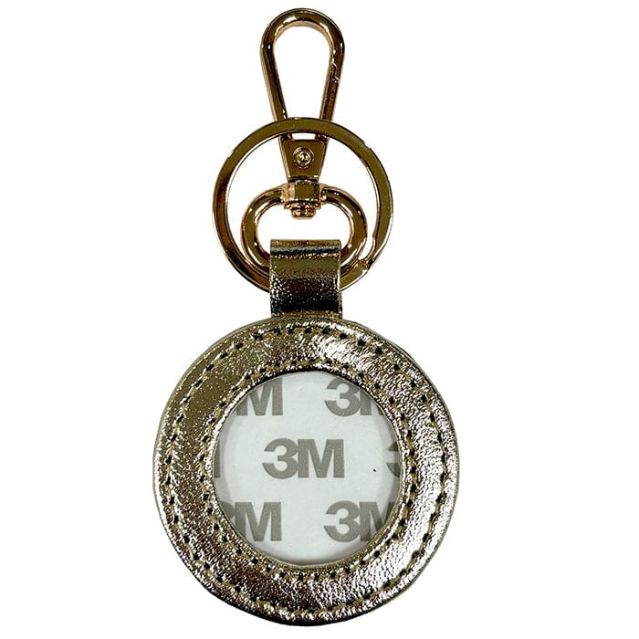 Leather Self-Finishing Round Key Fob - Gold Metallic - Image 2