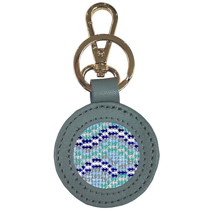 Leather Self-Finishing Round Key Fob - Gray