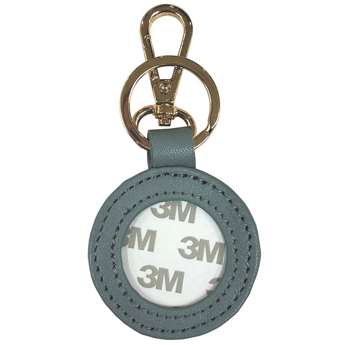 Leather Self-Finishing Round Key Fob - Gray - Image 2
