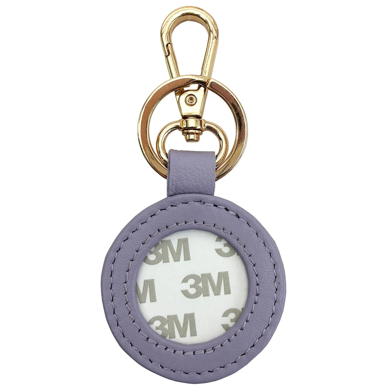 Leather Self-Finishing Round Key Fob - Lavender - Image 2