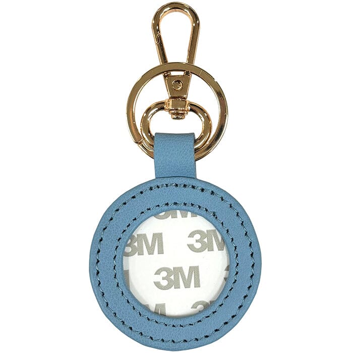 Leather Self-Finishing Round Key Fob - Light Blue - Image 2