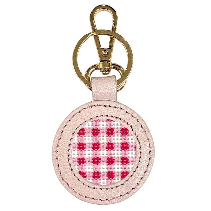 Leather Self-Finishing Round Key Fob - Light Pink
