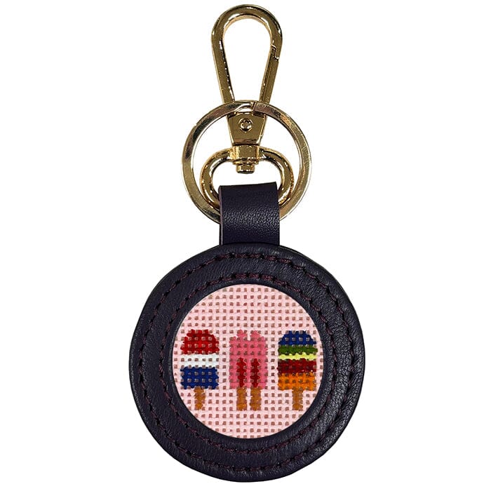 Leather Self-Finishing Round Key Fob - Medium Purple