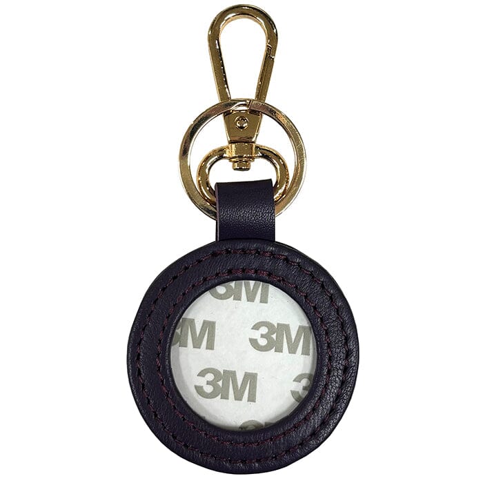 Leather Self-Finishing Round Key Fob - Medium Purple - Image 2