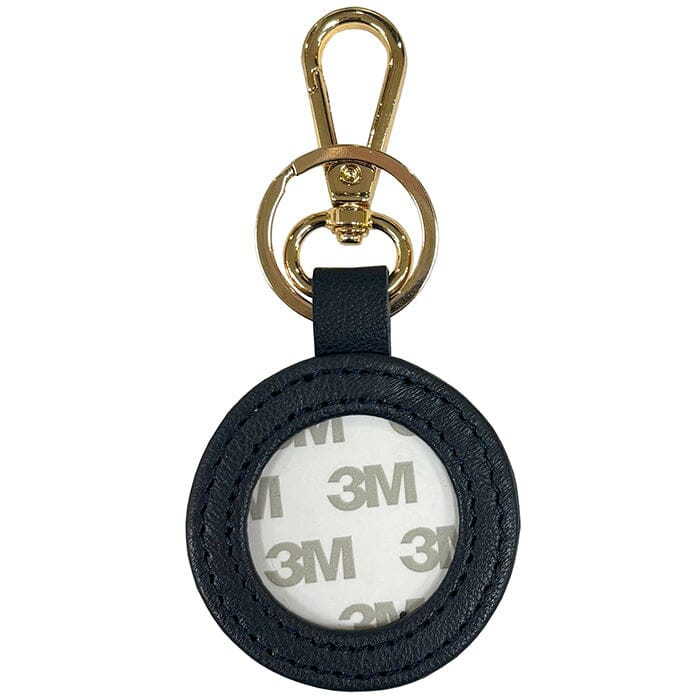 Leather Self-Finishing Round Key Fob - Navy - Image 2