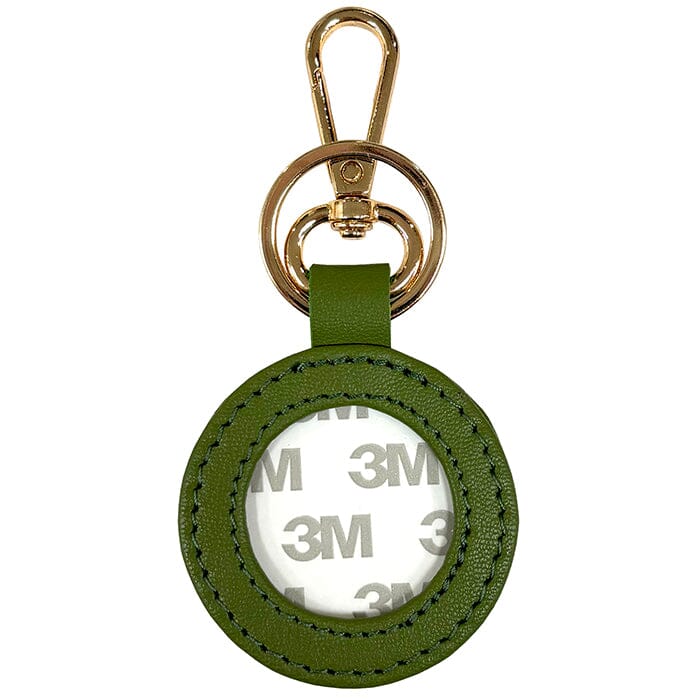 Leather Self-Finishing Round Key Fob - Olive - Image 2