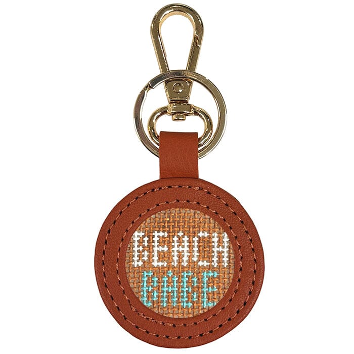 Leather Self-Finishing Round Key Fob - Orange