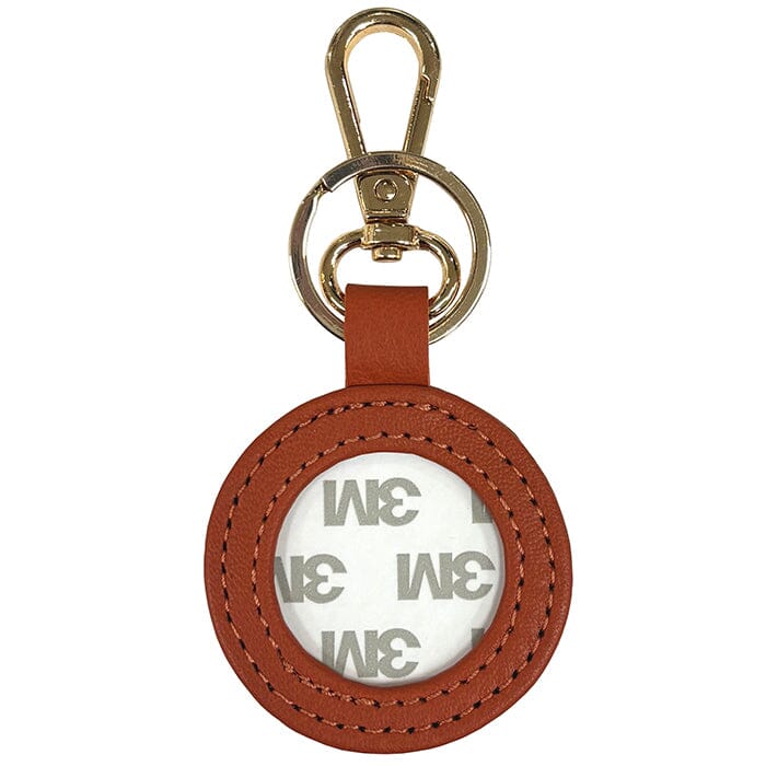 Leather Self-Finishing Round Key Fob - Orange - Image 2
