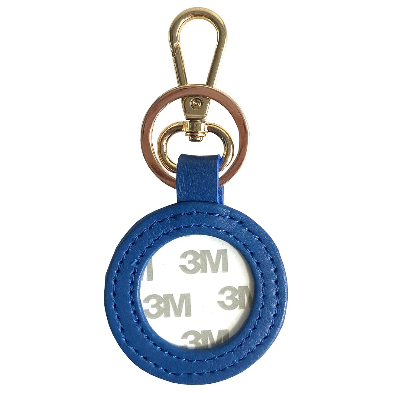 Leather Self-Finishing Round Key Fob -Royal Blue - Image 2