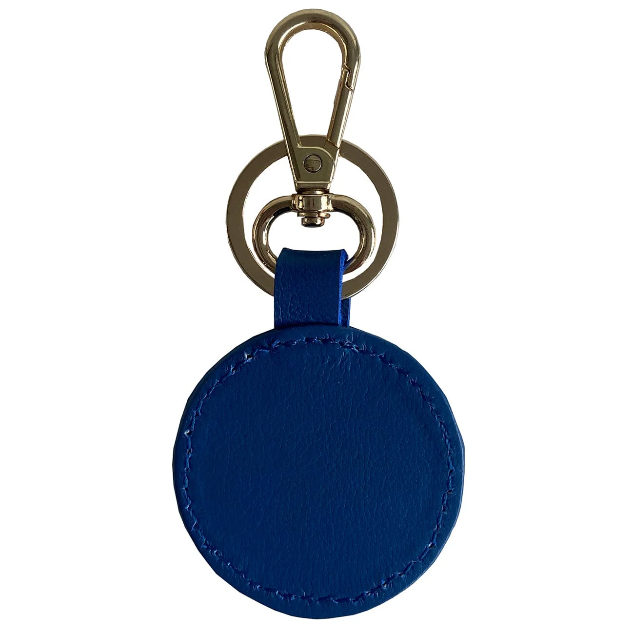 Leather Self-Finishing Round Key Fob -Royal Blue - Image 3