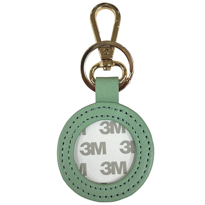 Leather Self-Finishing Round Key Fob - Smokey Green - Image 2