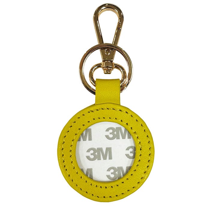Leather Self-Finishing Round Key Fob - Yellow - Image 2