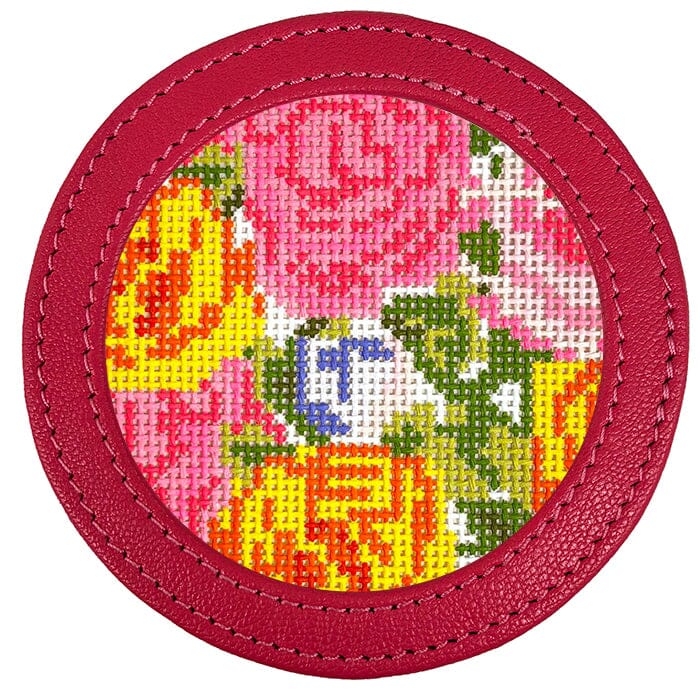Leather Self-Finishing Round Magnet - Hot Pink