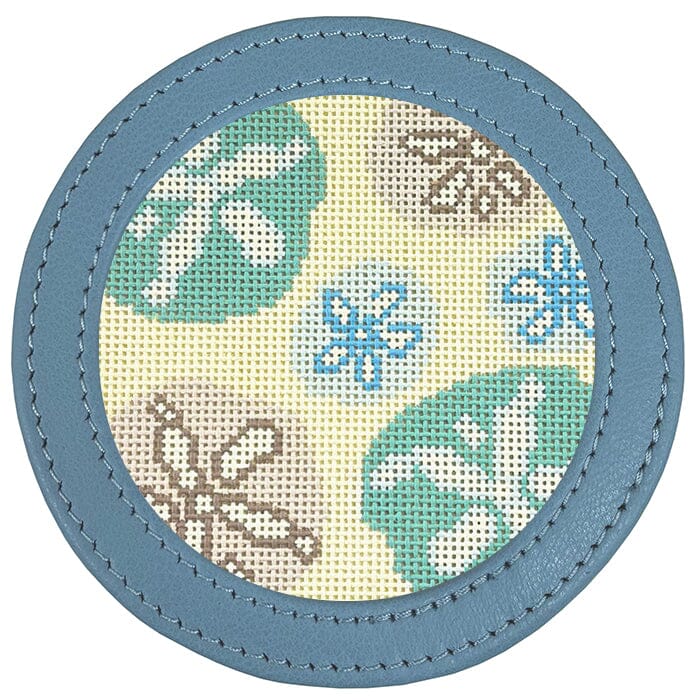 Leather Self-Finishing Round Magnet - Light Blue