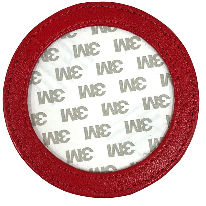Leather Self-Finishing Round Magnet - Red - Image 2
