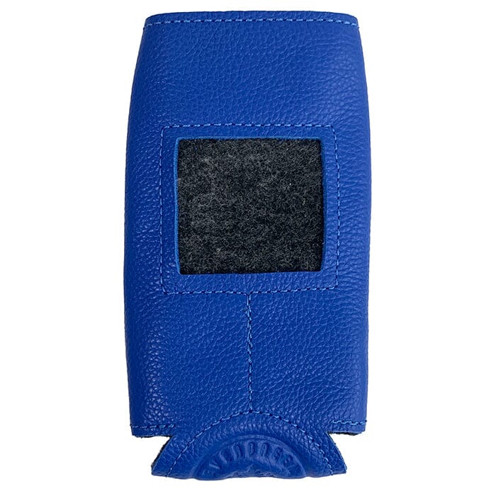 Leather Self-Finishing Slim Can Cozy - Bright Blue