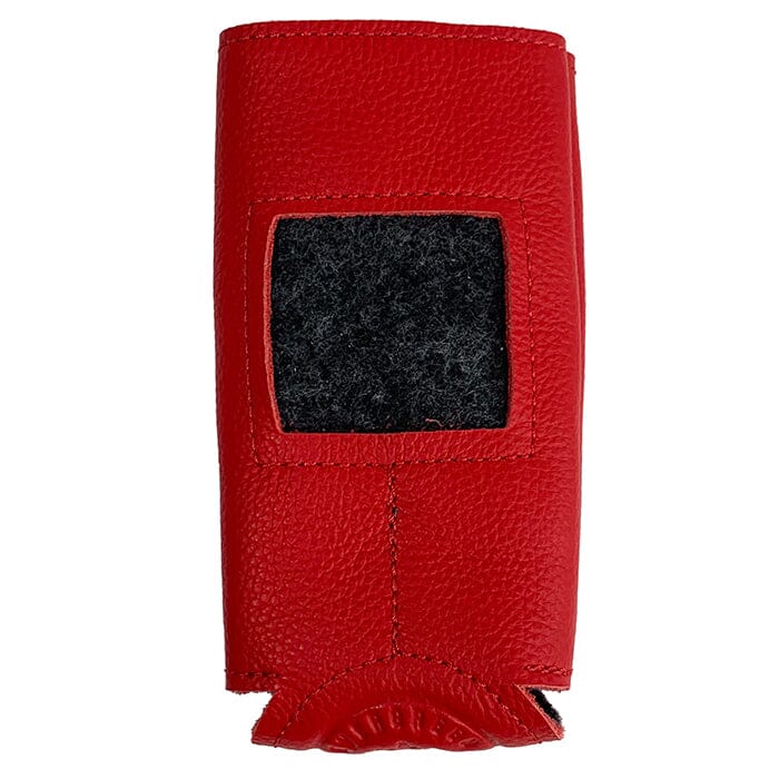 Leather Self-Finishing Slim Can Cozy - Bright Red