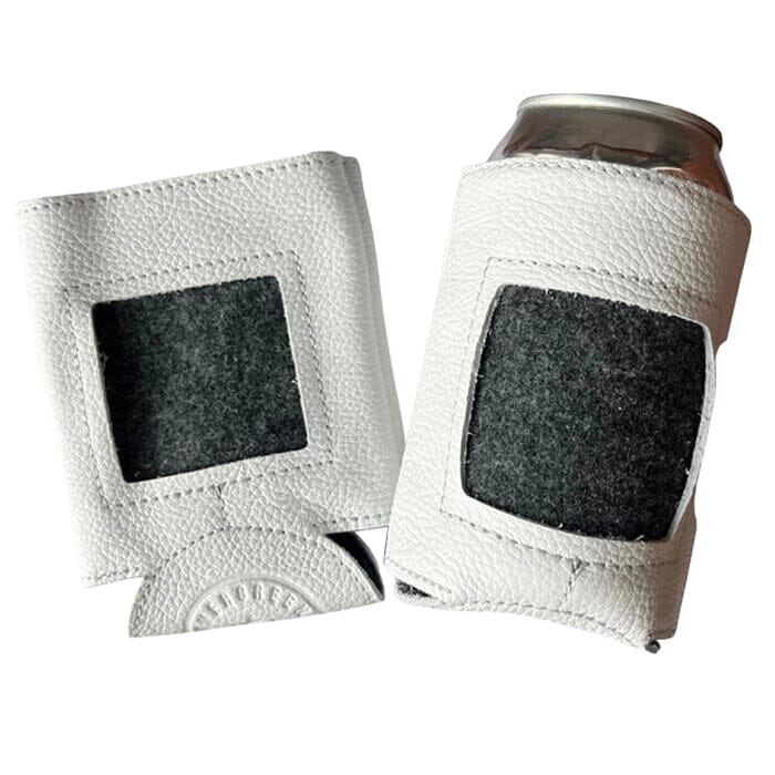 Leather Self-Finishing Standard Can Cozy - White