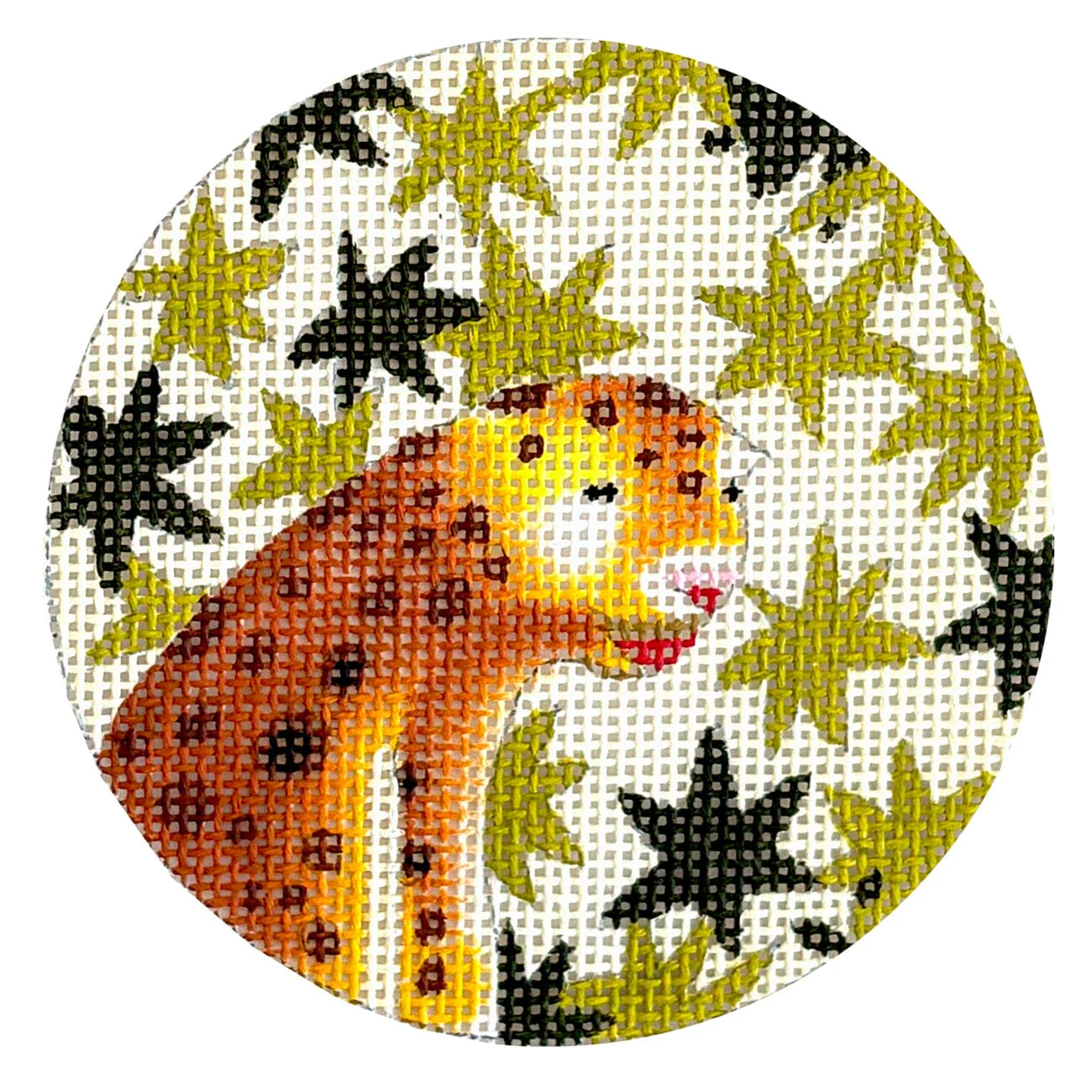 Leopard in Foliage Round Pendant