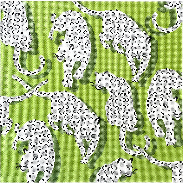 Leopard Pillow - Green Canvas