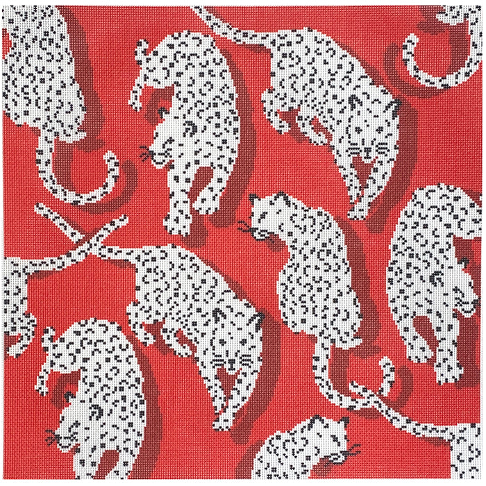 Leopard Pillow - Red Canvas