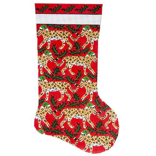 Leopards and Holly Stocking