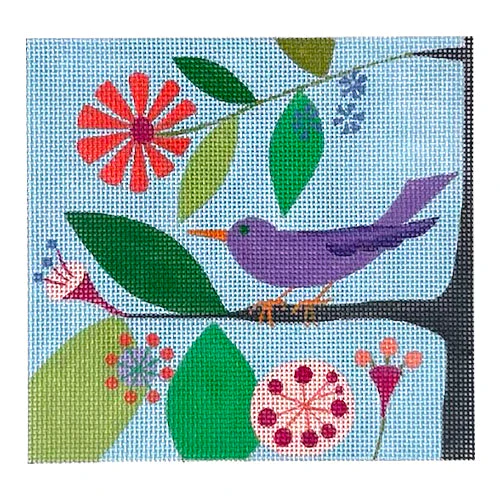 Lilac Bird on Tree