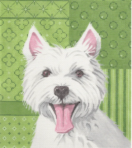 Westie on Green Patchwork