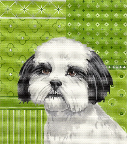 Shih Tzu on Green Patchwork