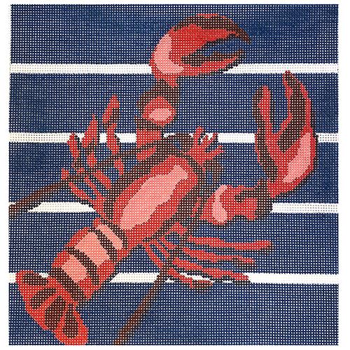 Lobster on Navy Stripes