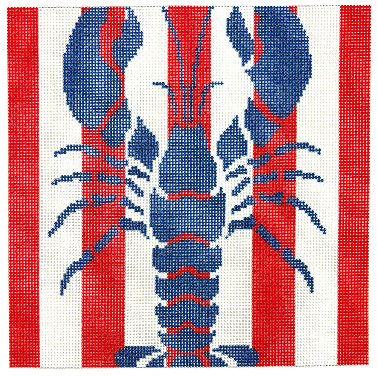 Lobster Stencil on Red Stripes