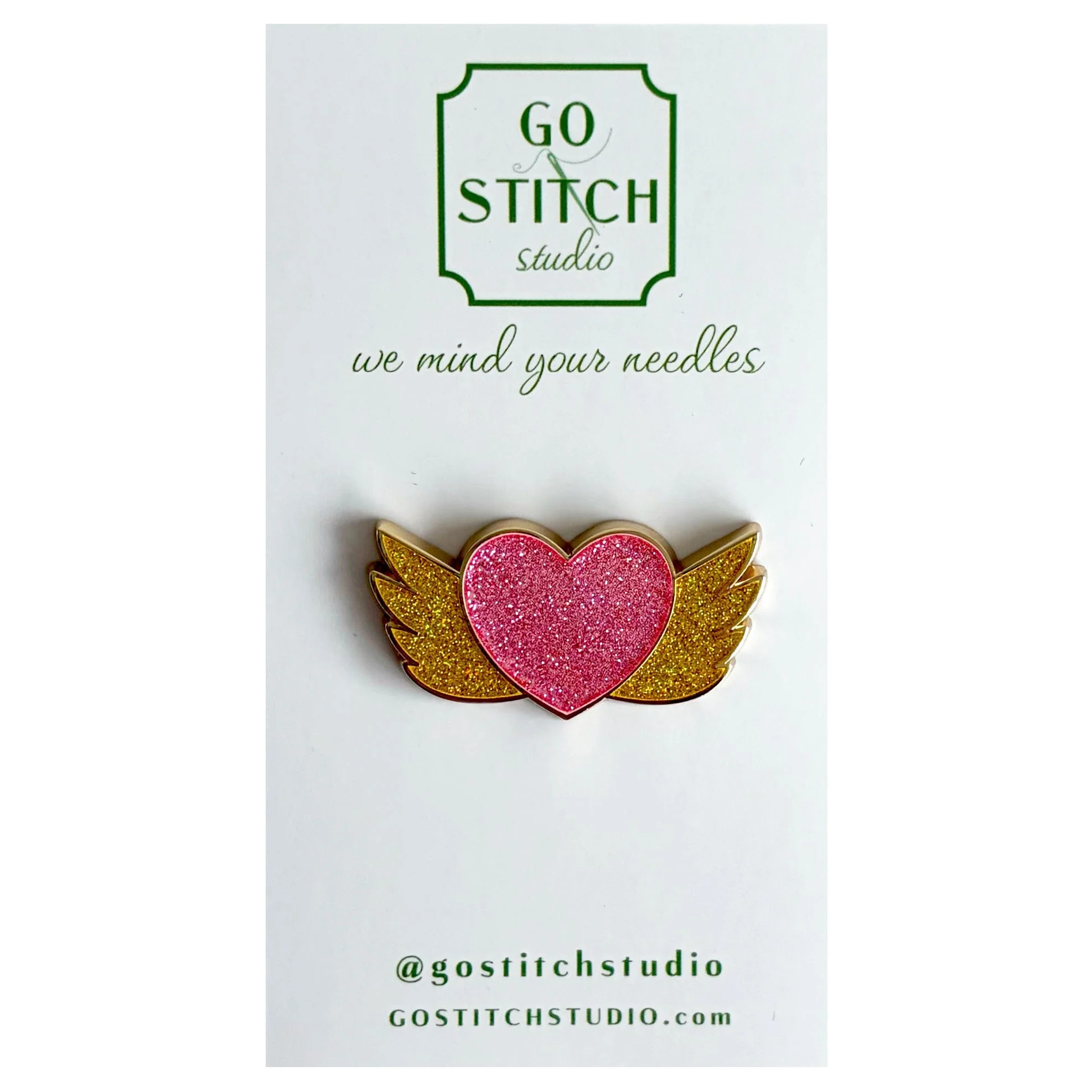 Love Wings Needle Minder - Pink and Gold