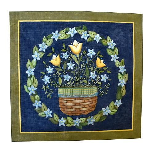 Floral Wreath on Navy