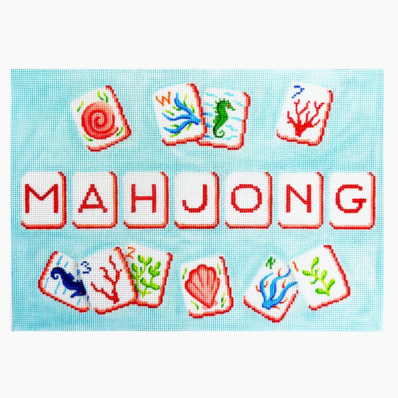 Mahjong Tile Bag - Coral Reef Theme, on Blue