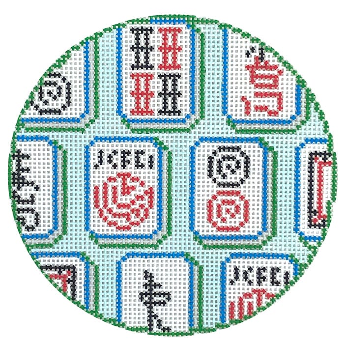 Mahjong Tiles Round - Jewel Colors on 18