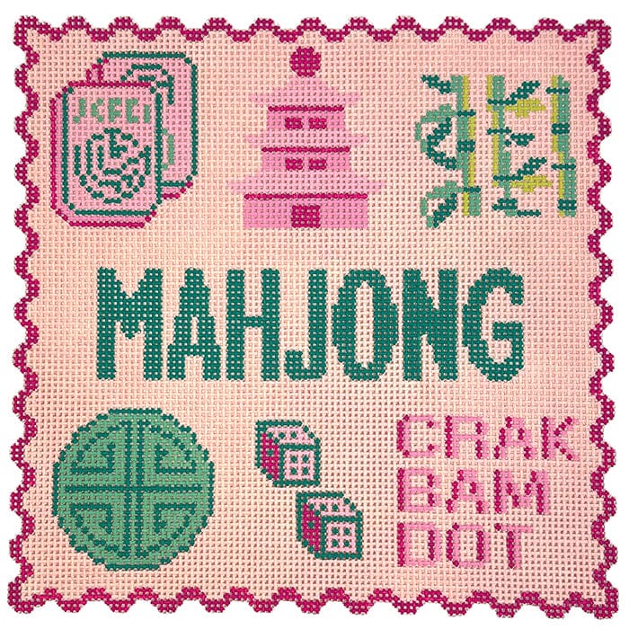 Mahjong Tray - Pink & Green