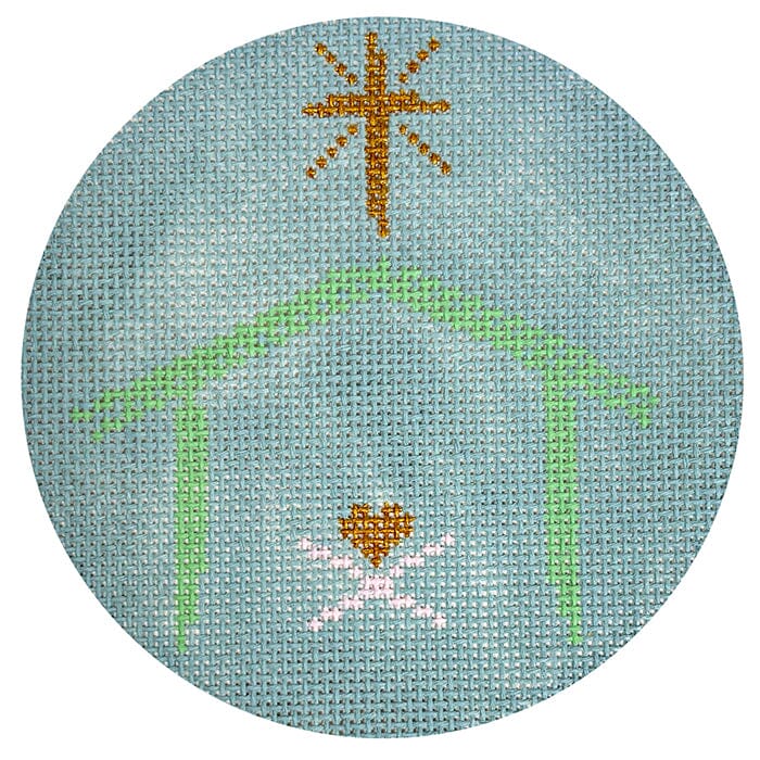 Manger on Blue Ornament