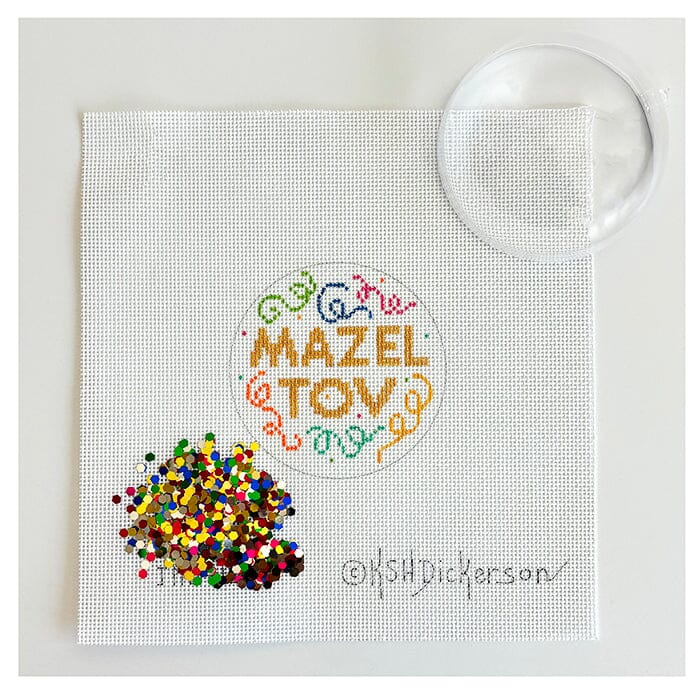 Mazel Tov Colorful Swirls Ornament with Clear Dome & Confetti